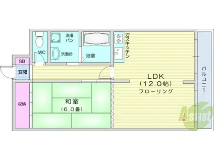 DIO・HORI Ⅰ(1LDK/5階)の間取り写真