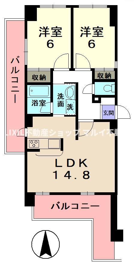 グレイスシラカワ(2LDK/6階)の間取り写真