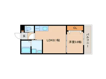 GENTRY王寺(1LDK/3階)の間取り写真