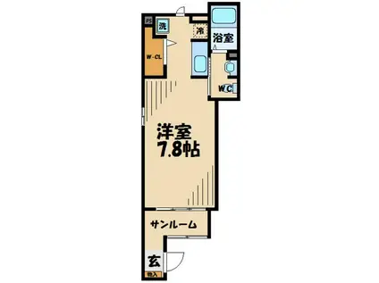 カーサ グロリアII(1K/1階)の間取り写真