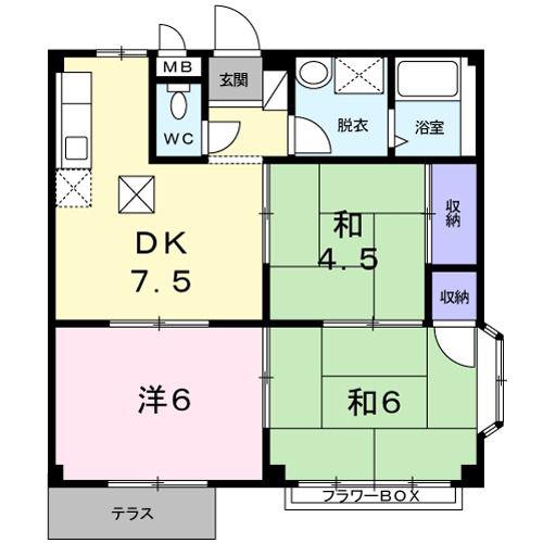 ハイツ山本(3DK/1階)の間取り写真