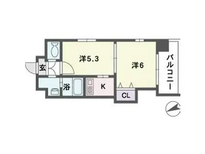 サンリール大橋(2K/3階)の間取り写真