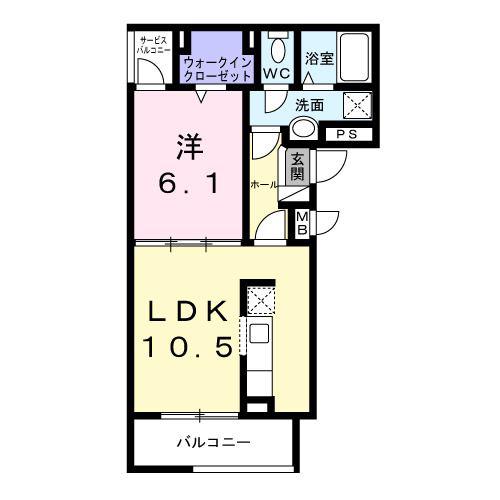 アプリコットIV(1LDK/2階)の間取り写真