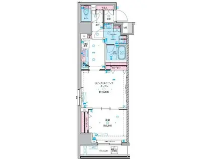 GENOVIA 東神田 GREEN VEIL(1LDK/3階)の間取り写真