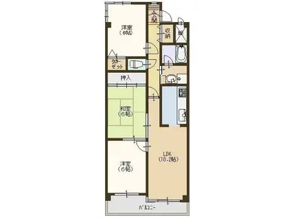 パークサイド・ナガイ(3LDK/4階)の間取り写真