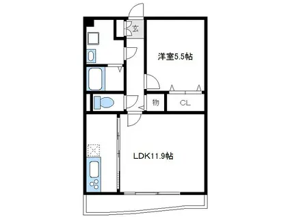 プレミアムコートみなみ野 II(1LDK/2階)の間取り写真