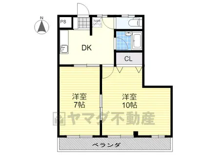 M7マンション(2DK/3階)の間取り写真