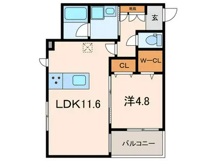 JEWEL HIKARI(1LDK/1階)の間取り写真