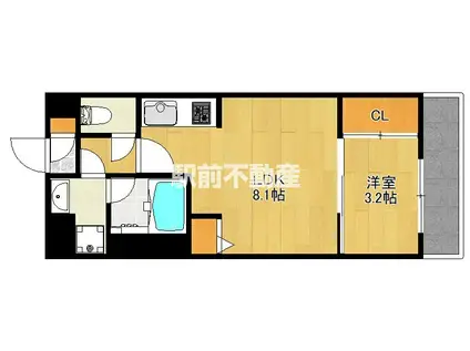 ラルヴェール御島崎(1LDK/3階)の間取り写真