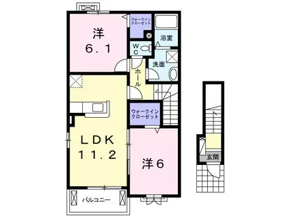 エトワール(2LDK/2階)の間取り写真