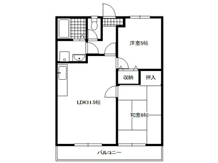 プランドゥール月ノ輪A(2LDK/2階)の間取り写真