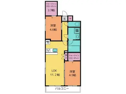 エクサ・スタチオ(2LDK/4階)の間取り写真