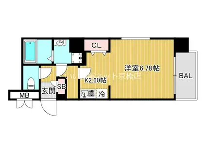 メゾン・ド・ヴィレ都島(1K/8階)の間取り写真