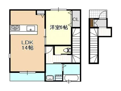 メゾンYASUI B(1LDK/2階)の間取り写真