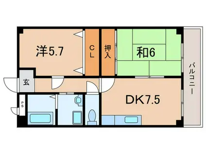 ラポール大観(2DK/3階)の間取り写真