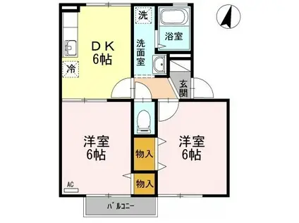 セトル福島(2DK/2階)の間取り写真