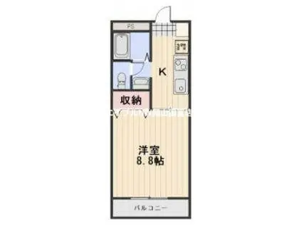 ディアスUII(1K/2階)の間取り写真