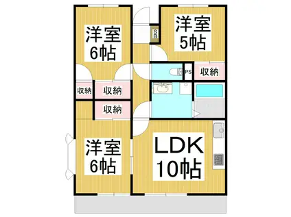 ビューヒルズ上松(3LDK/1階)の間取り写真