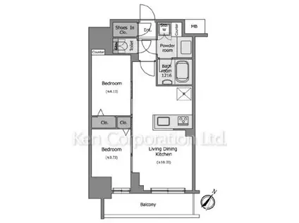 アーバネックス日本橋蛎殻町(2LDK/11階)の間取り写真