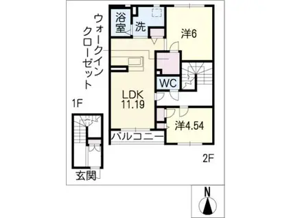 チェリーロード稲熊(2LDK/2階)の間取り写真