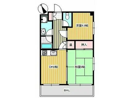 芦花ハウスII(2DK/5階)の間取り写真