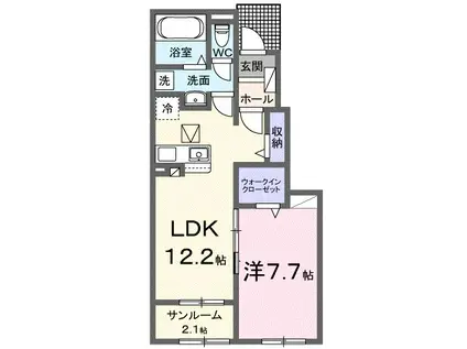 アルコバレーノII(1LDK/1階)の間取り写真