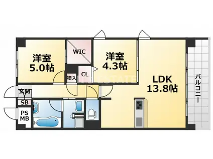 SOFIT岬(2LDK/5階)の間取り写真