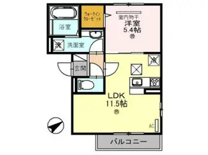 D-ROOM明石オーシャンビューハイツA(1LDK/1階)の間取り写真