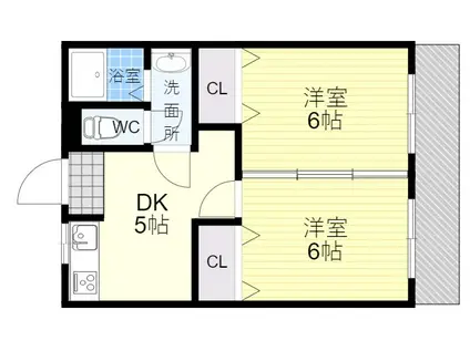 第2クリスタルハイツ(2DK/3階)の間取り写真