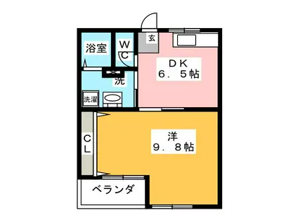 ダイムコーポ大池 B(1DK/1階)の間取り写真