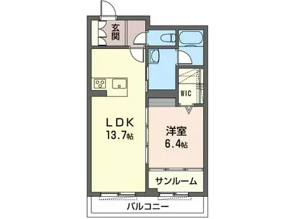 富栄の杜東台PRINCE(1LDK/2階)の間取り写真