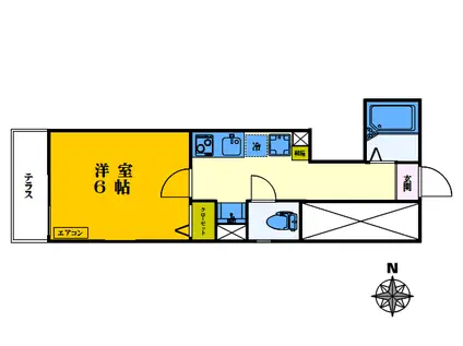 AZURE新宿(1K/1階)の間取り写真