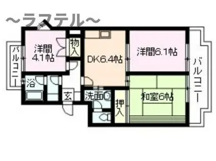 椿峰ロイヤルガーデン(3DK/1階)の間取り写真