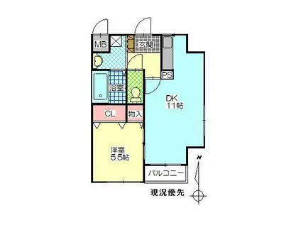 カーサそうえん(1DK/3階)の間取り写真