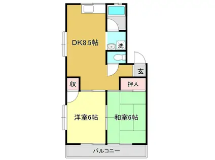 ハイツ薫I(2DK/1階)の間取り写真