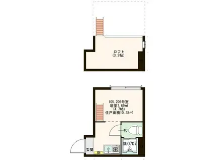 メゾン千住カルム(ワンルーム/2階)の間取り写真