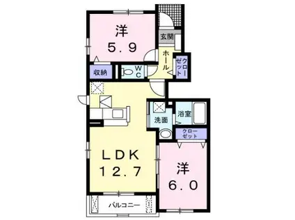 カーサプラシードA・B(2LDK/1階)の間取り写真