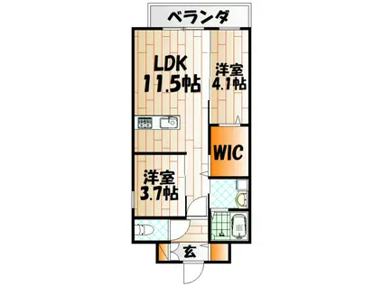 インクレイス門司(2LDK/8階)の間取り写真