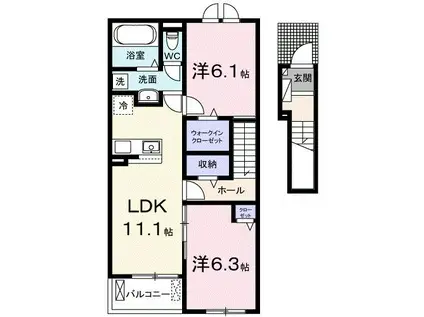 フォレストヒルズA(2LDK/2階)の間取り写真