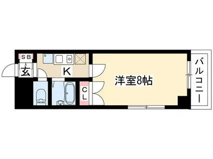 プロビデンス川原通(1K/1階)の間取り写真