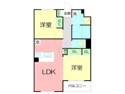 HIGH LANDHONSON(2LDK/3階)の間取り写真