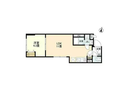 ウェルスクエアイズム都立大学(1LDK/3階)の間取り写真