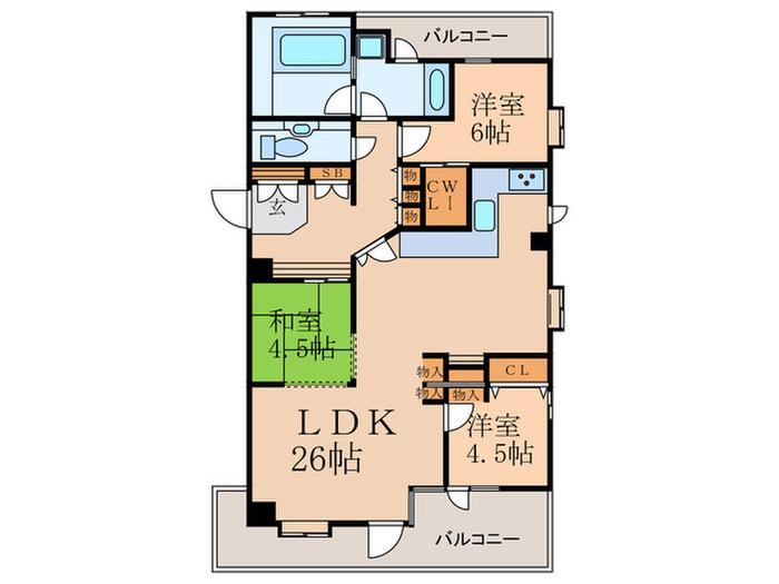 ローズマリーテラス(3LDK/4階)の間取り写真