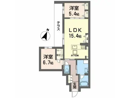 ハムステッドアレー(2LDK/1階)の間取り写真
