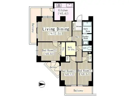 DAIWA GRACE MAISON 大島I(3LDK/6階)の間取り写真