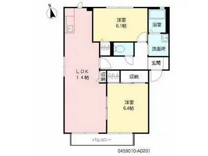 レインボー古賀(2LDK/2階)の間取り写真