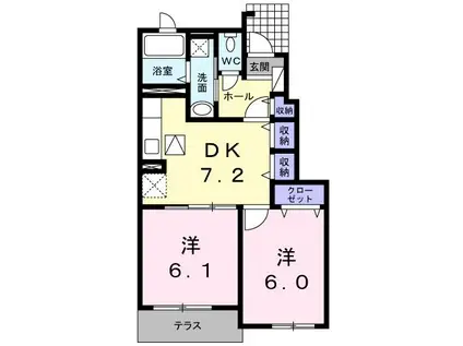 レインボ-ヒルI(2DK/1階)の間取り写真