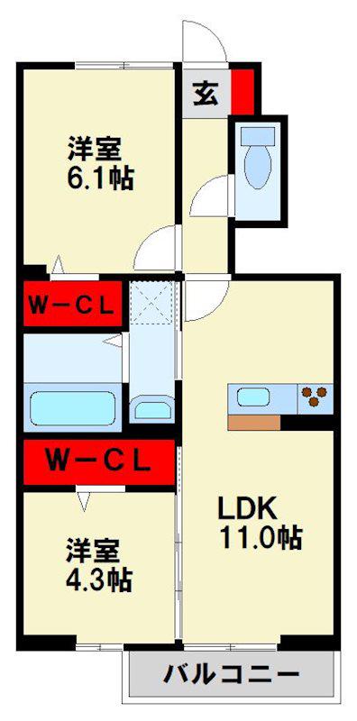 DROOM大原(2LDK/1階)の間取り写真