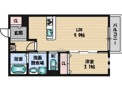 マルベリーハウス(1DK/2階)の間取り写真