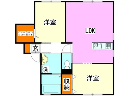 メゾン ド ボヌール(2LDK/1階)の間取り写真